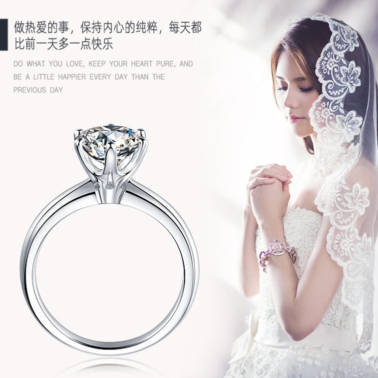 Sterling Silver Ring Zircon 8MM US Size 5 1 Piece Six‑Prong Setting Moissanite S925 Sterling Silver Minimalist Versatile Engagement Wedding Ring 3