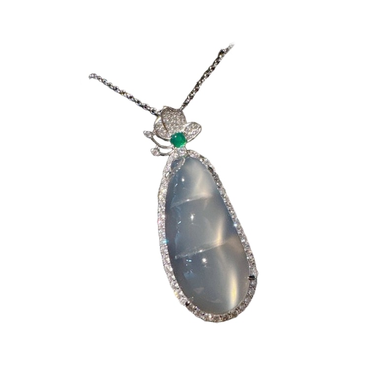 New Arrival Lychee Jelly White Chalcedony Necklace, Lucky Bean Pendant Necklace - F 1Piece 6