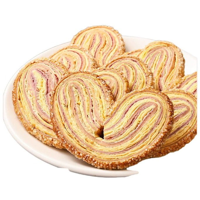 【中国直邮】 美食美客 KIEMEO蝴蝶酥上海风味特产网红糕点心美食健康零食小吃休闲食品紫薯味蝴蝶酥150g/盒