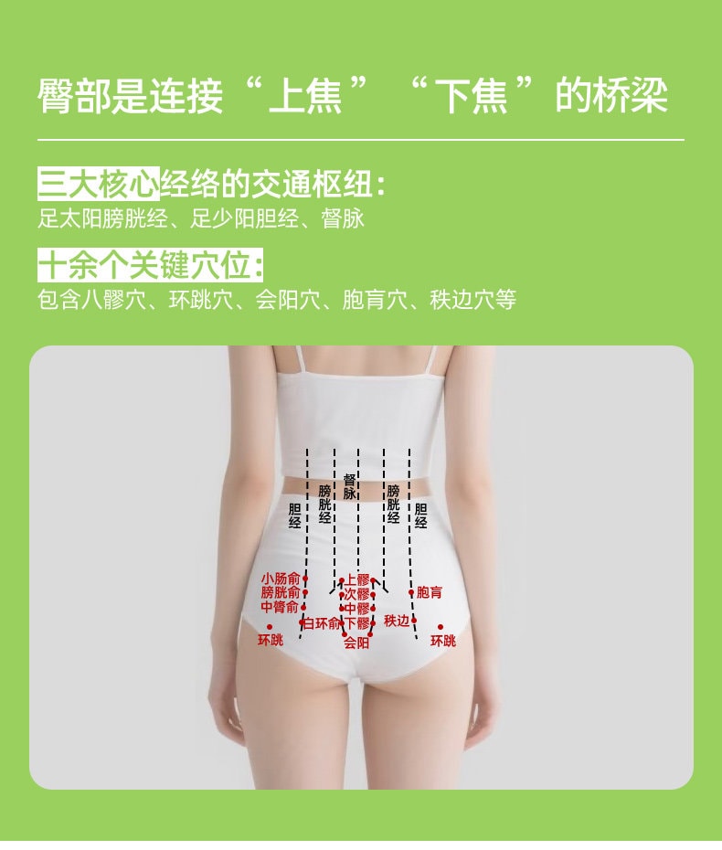 【中国直邮】 艾邑 艾灸臀部热敷神器坐灸人参龙脑臀灸贴八髎穴随身灸腰臀淤堵草本贴 黑色 一个装