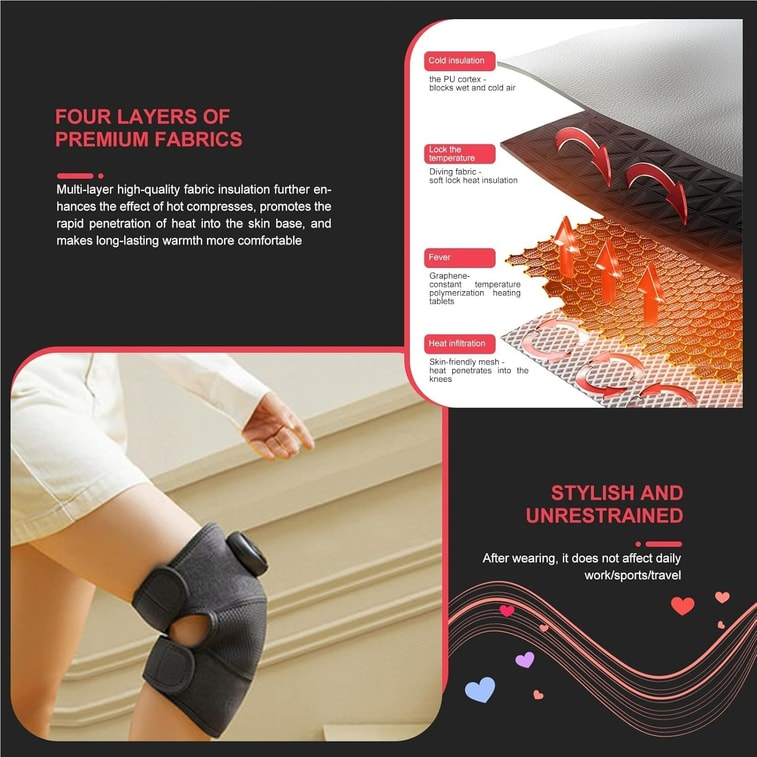 Knee Massager,Valentines Day Gifts for Her Him,Knee Shoulder Massager with Heating,Gifts for Boyfriend Girlfriend Women Men(1PCS Black) 4