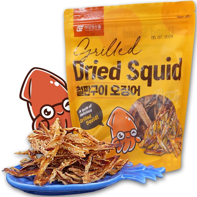 韓國的 GangWon Export 美味的魷魚乾零食[9.17盎司袋] - 切片烤魷魚乾適合所有年齡層
