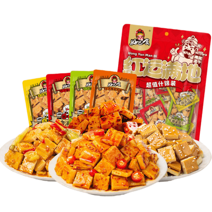【中国直邮】 好巴食 红运满地什锦四味南溪豆干400g/袋  便携解馋 休闲零食