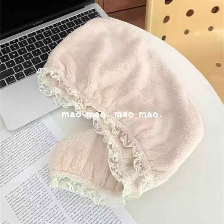甄选好物 蕾丝可爱高颜值干发帽女超强吸水速干洗头浴帽珊瑚绒包头巾不掉毛1个