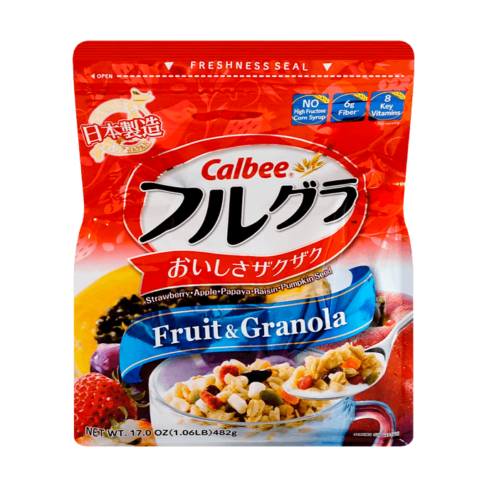 Frugra Fruit & Granola - Crunchy Cereal with Dried Fruit & Seeds, Big Bag, 17oz