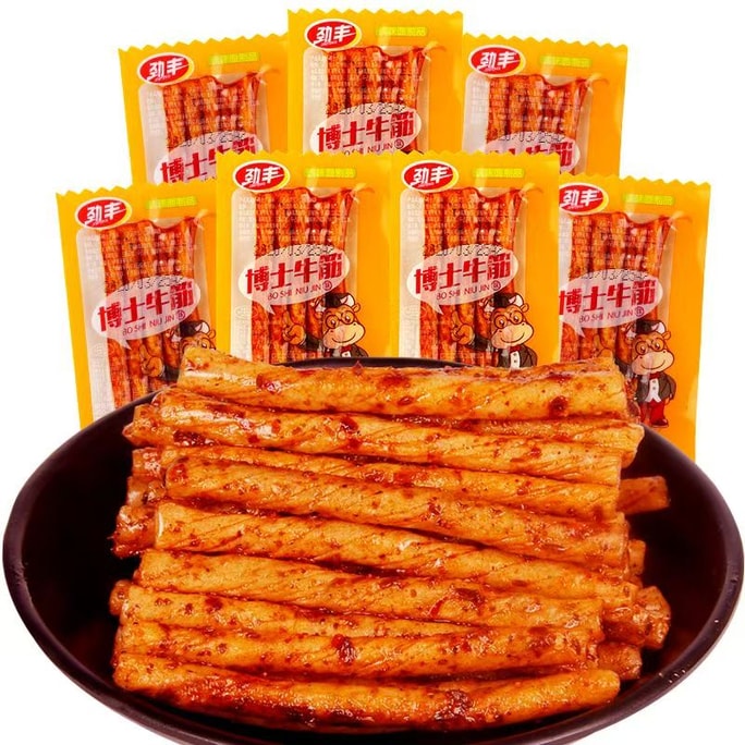 劲丰 博士牛筋 辣条 牛筋休闲 零食 麻辣面筋小吃 小红书推荐 ( 巨巨巨 好吃 香辣有嚼劲 )20g*20包  (400g)