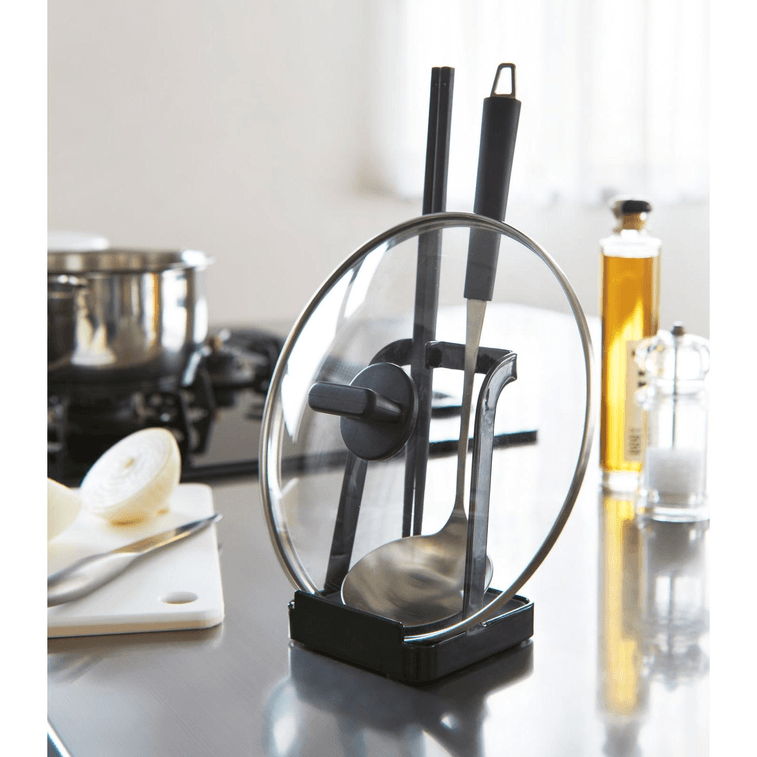 야마자키 홈 냄비 뚜껑 및 국자꽂이 (일본) - 스테인리스 스틸, 블랙 (1개) 5