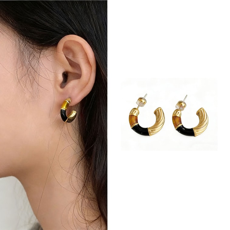 Fancy Jasmine 美拉德黑红珐琅复古耳钉 秋冬必备 点亮穿搭 日常通勤 每一眼都是高级感  【附赠Facny Jasmine高端抽拉悬浮首饰盒】1对 7