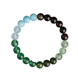 【中国直邮】 HSPM 五行补缺 喜金水木火土 双属性手串 多宝天然石水晶平衡手链 水木款 8mm 1条装