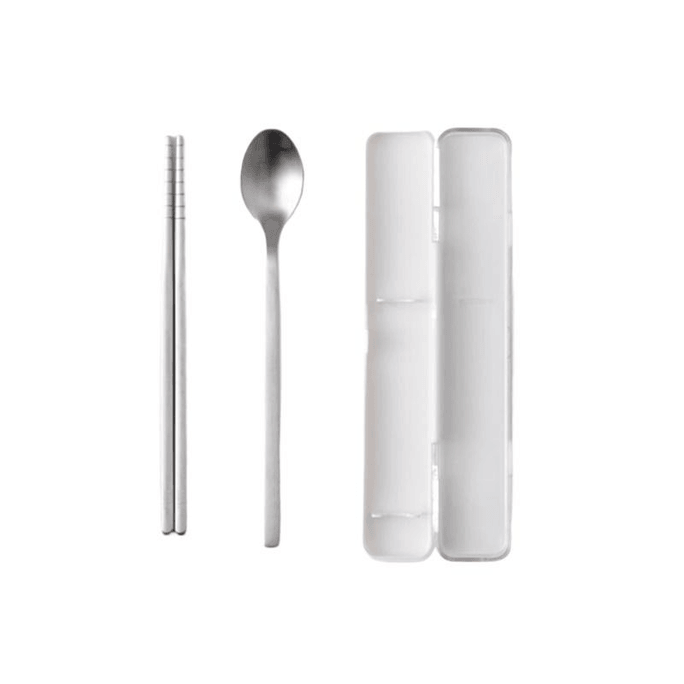 【中國直郵】MUJI無印良品 不銹鋼便攜餐具套裝戶外露營單人裝兩件套 *1件