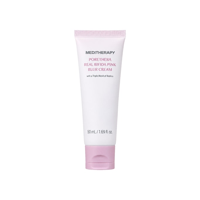 Porethera Real Bifida Pink Blur Cream 50mL, 5.6% 트리플 바이오틱스, 2% 나이아신아마이드, 비타민 B12 및 칼라민, 모공, 번들거림 및 고르지 못한 톤을 위한 톤업 보습제 및 메이크업 베이스