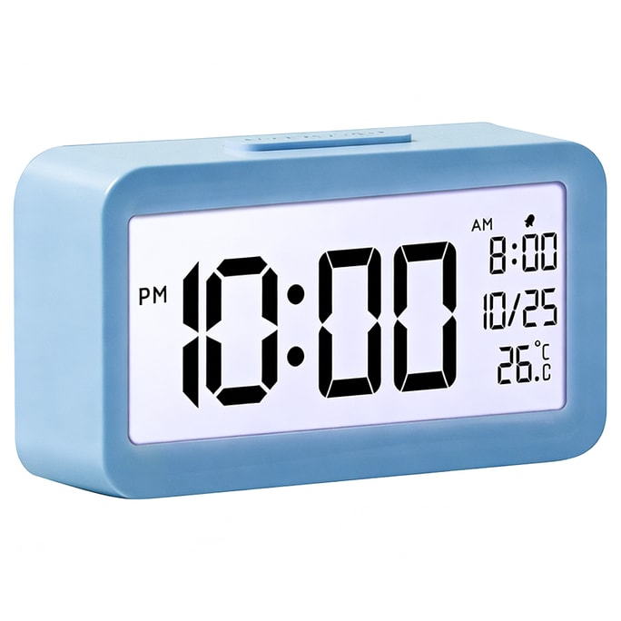 Moon & Qinhuai Night Light Alarm Clock w/ Temp Display - Includes Batteries, Snooze Function, Blue 1 piece