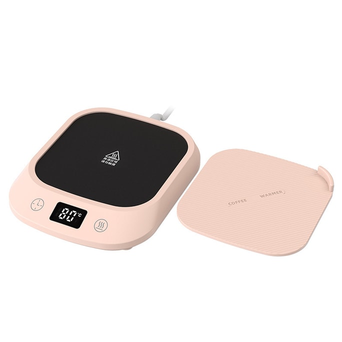 Us-spec 110V constant-temperature 80-degree warm coasters for office, dormitory, apartment and home use with 4 temperature Settings, preset and timed heating. pink 1unit