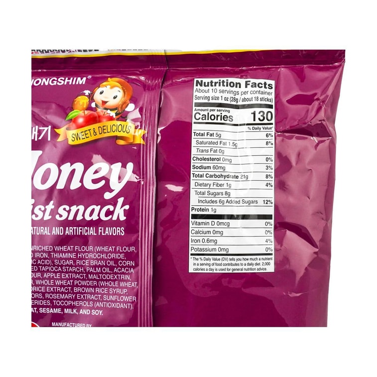 韩国NONGSHIM农心 天然蜂蜜小麻花 小麦脆条 家庭装 285g 5