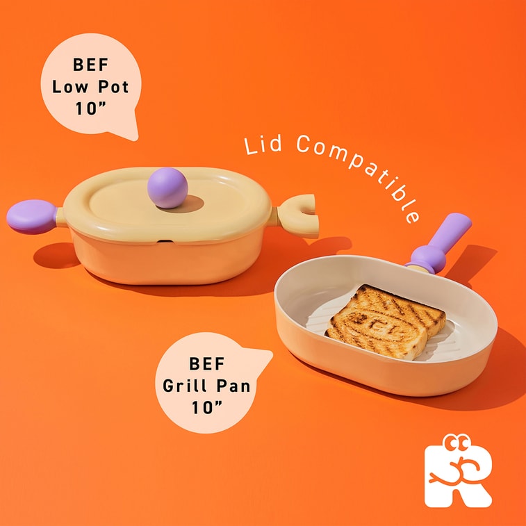 BETTER FINGER Cast Aluminum Low Oval Casserole Pot Stockpot with Lid Yellow 10" 9