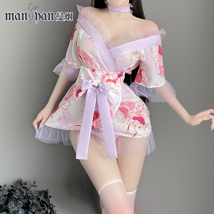 Sexy pajamas women Sexy Lingerie sleep wear side slits deep V open back fun  allure Lace sexy suspender nightdress underwear