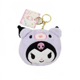 Sanrio Cute Teddy Bear Plush Coin Purse Student Wallet Organizer Keychain Pendant Purple 1pc