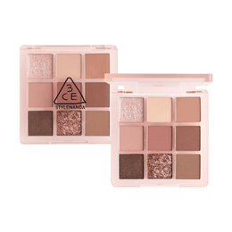 3CE 9-Color Eye Shadow Palette - Matte Shimmer Glitter Versatile Rose Taro Shades 0.3oz