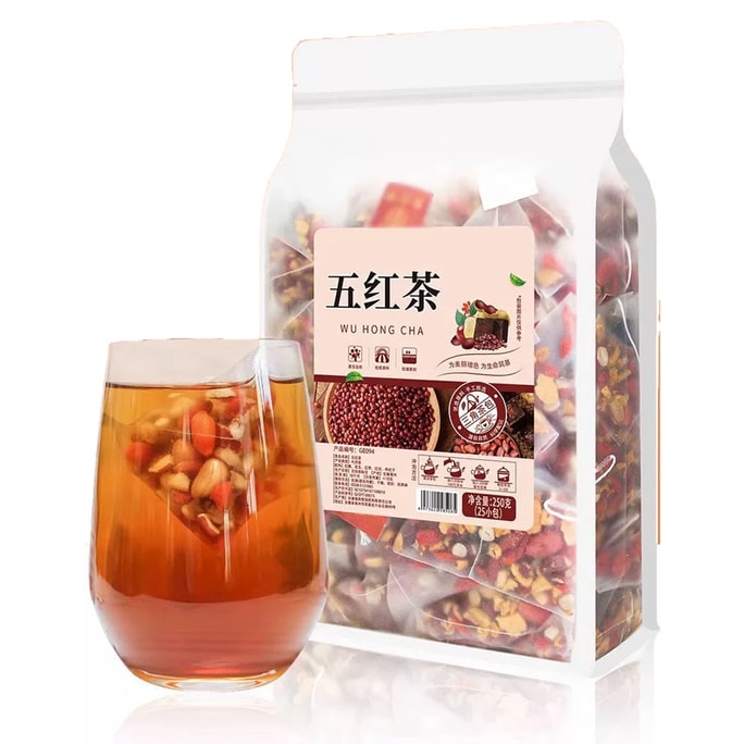 Wu Hong Cha Five Premium Red Herbal Tea Blends (25 Tea Bags)