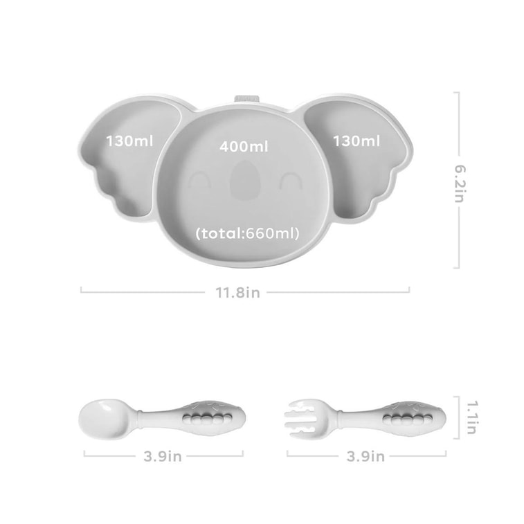 BC BABYCARE 베이비 3-in-1 실리콘 식기 세트(스푼, 포크, 빨대 포함, 블루) 9