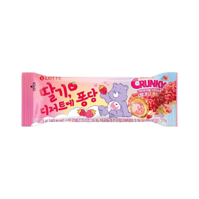 Lotte Crunky Double Crunch Bar Strawberry Yogurt 29g