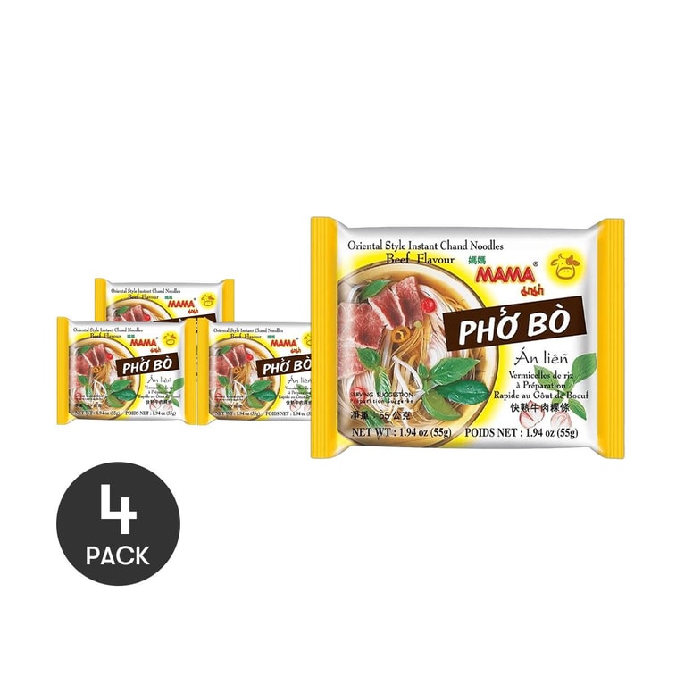 泰国MAMA妈妈 PHO BO 越南风味牛肉粉 河粉粿条 55g *4【4份超值装】 3