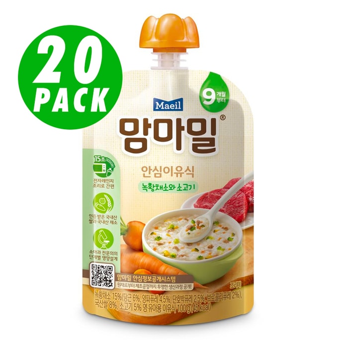 韓國Maeil媽媽餐 20包 嬰兒食品 12個月 蘑菇牛肉 原味