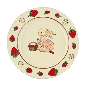 Vintage 10-Inch Flat Dinner Plate - Strawberry