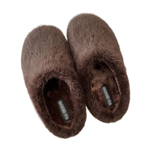 [중국 직배송] HSPM 인조 밍크 퍼 버켄스탁 슈즈, 신상, 따뜻한 여성용 한국 스타일 솔리드 컬러 퍼 슬리퍼, 다크 브라운, 사이즈 37-38