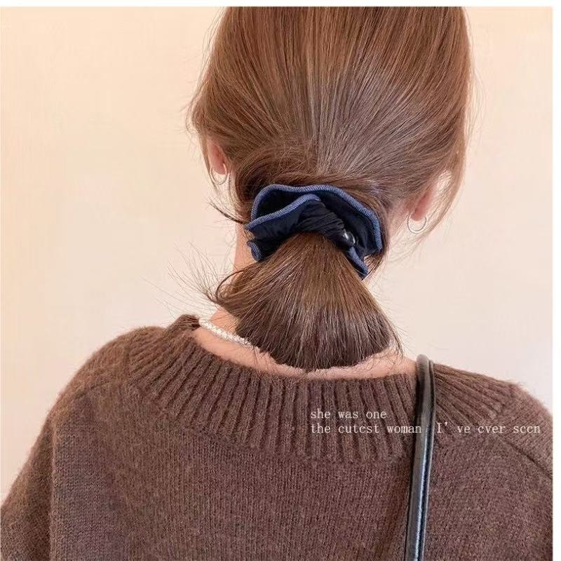 甄选好物 韩版莫兰迪色木耳边高弹力小肠面膜发圈耐用丸子头马尾发绳发饰 2个装