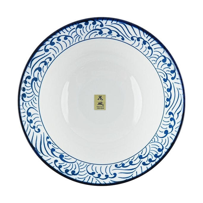 日本 雞肉蓋飯碗 深湯碗 陶瓷碗餐具 波紋圖案 17.78*8.26cm