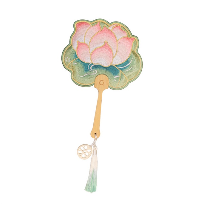 Hand-Shaped Embroidery Fan Decorative Portable Cultural Fan -Lotus Style 1 Piece