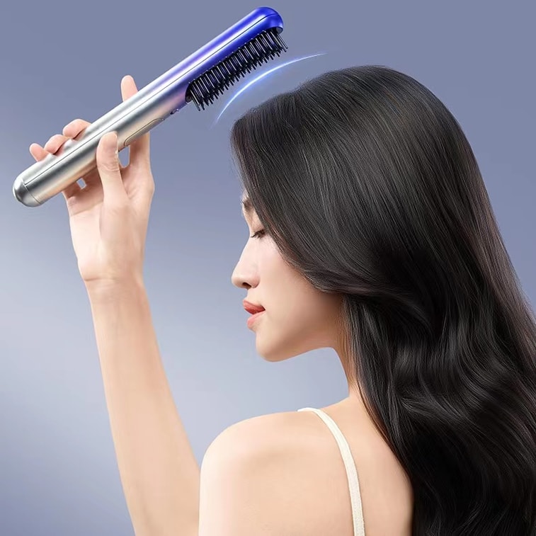 【名星穎兒同款】 中國 ASHMORE艾詩摩爾 鉑金負離子無線直髮梳 直卷兩用美髮護髮棒 藍色 1件 3
