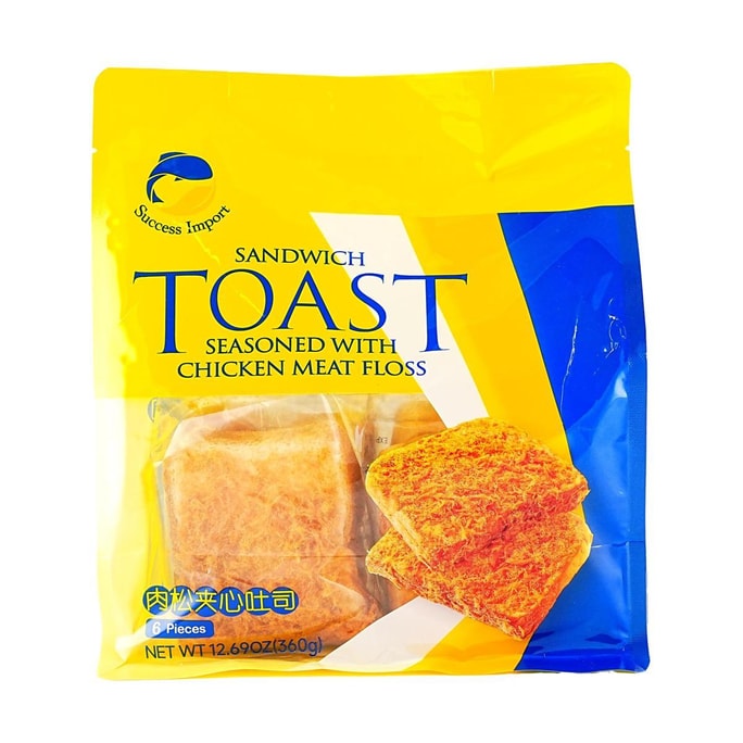 Toast Sandwich Seasond With Chicken Meat Floss,6 pieces 12.69 oz【Breakfast Afternoon Tea Snacks】
