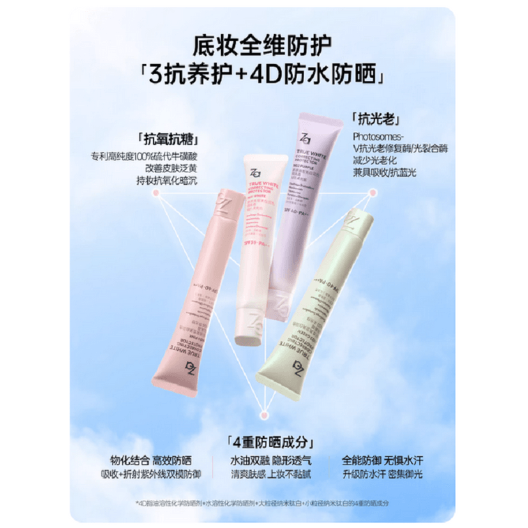 SNH48이 추천하는 지루이는 화이트닝 선스크린 메이크업 베이스, 프라이머, BB 크림의 3in1 제품입니다 (소프트 화이트 35g + 메이크업 베이스 시트 1.5g). 자연스럽게 피부를 밝혀주고, 잡티를 커버하며, 피부톤을 균일하게 하고, 모공을 최소화해줍니다. 학생들에게 필수템! 3