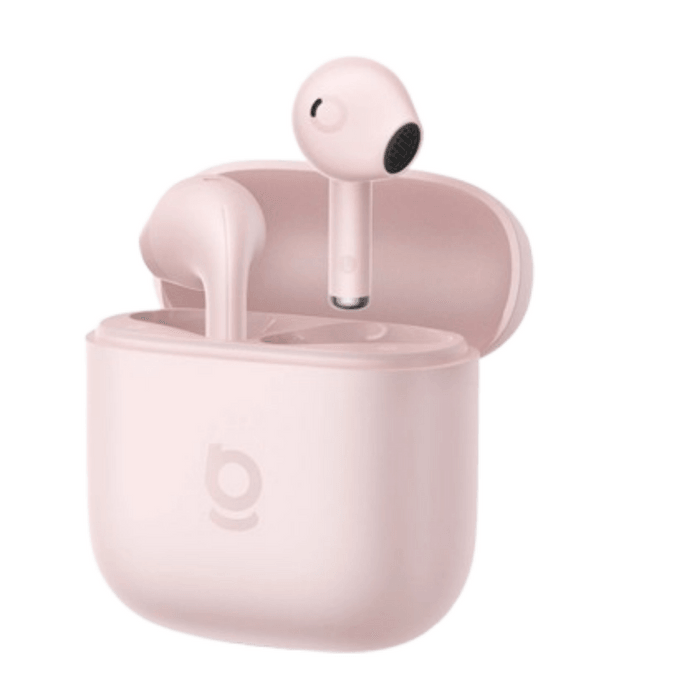 【中国直邮】 倍思 W04蓝牙耳机无线半入耳通话降噪超长续航 浮光粉 1个