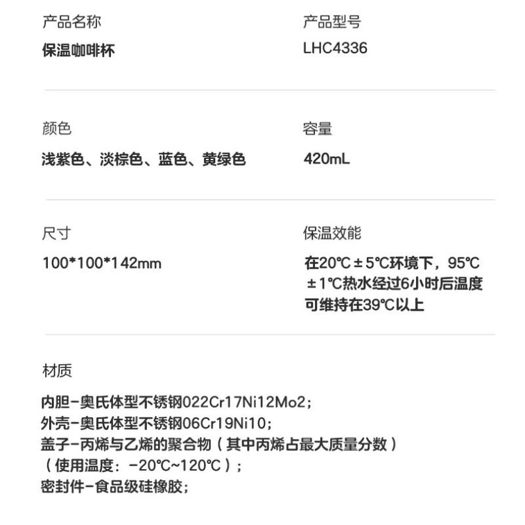 【中国直邮】 韩国 LOCK & LOCK 乐扣乐扣 糖心保温杯高颜值316L不锈钢内胆便携咖啡杯 蓝色 420ml 3