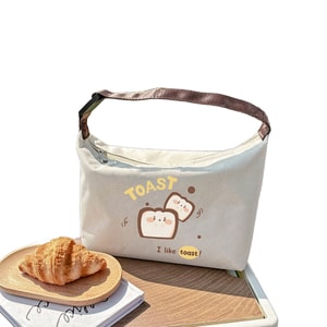 New French Maillard Thick Insulated Handheld Commuter Bento Bag 1 Piece Beige - Toast F