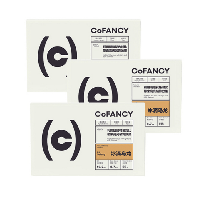 【香港直邮】 可糖 CoFancy 高光系列 冰滴乌龙 日抛 软性亲水接触镜10片装✖️3 0