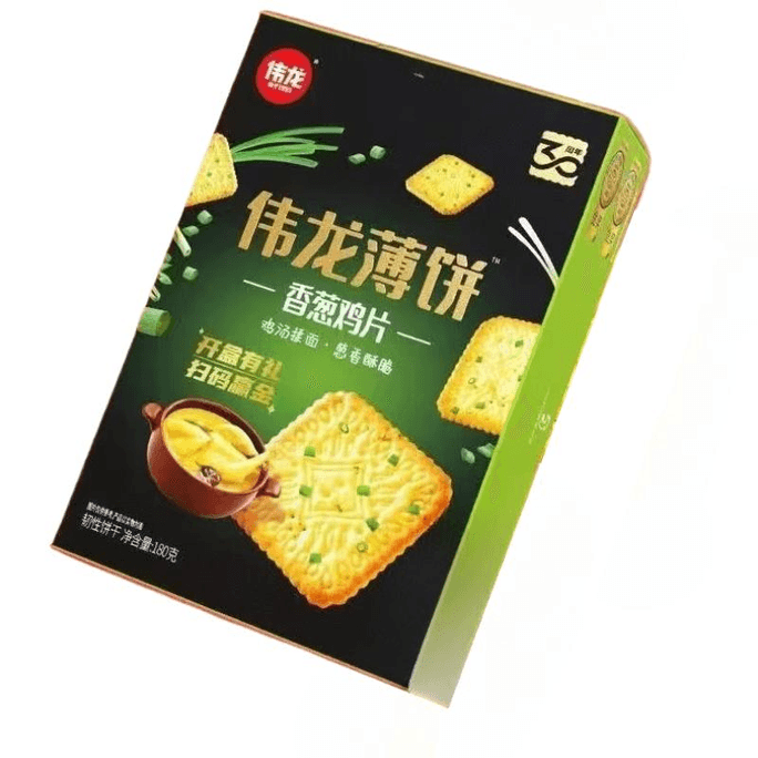 【中國直郵】偉龍 香蔥雞片蔥香脆薄脆餅乾辦公室零食休閒解饞小餅乾 180g*1盒