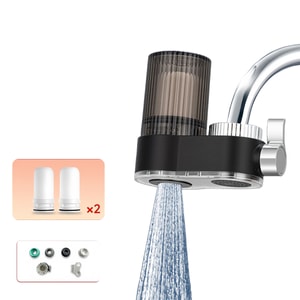 HSPM 신제품 주방 수도꼭지 정수기 (염소 제거 장치 포함, 검정색) - 1세트 (필터 2개)