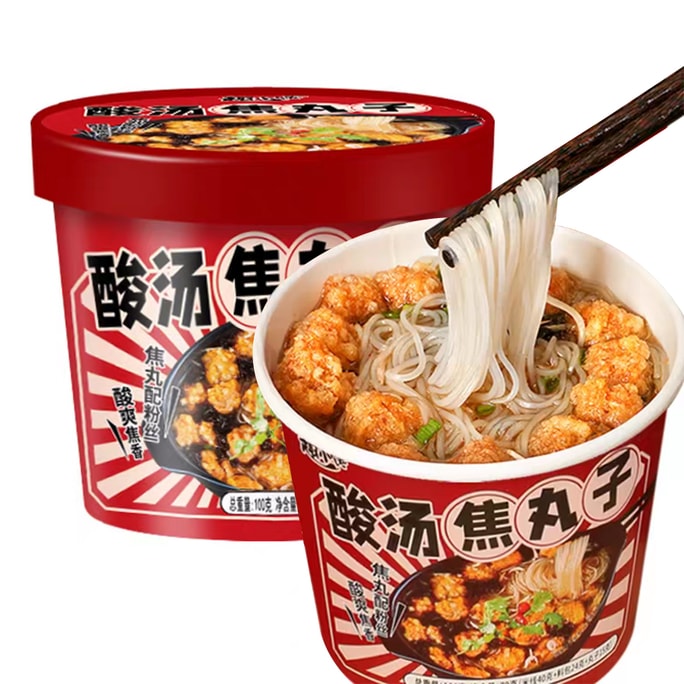 Sour soup crispy meatballs and vermicelli soup  100g