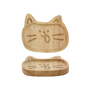【中国直送】HSPM リトルレッドブック 人気商品：キュートでユーモラスなラバーウッドディッピングディッシュ - 子猫デザイン (F) - 1個