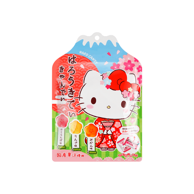 日本SENJAKU扇雀饴×Hello Kitty凯蒂猫 樱花造型水果糖 什锦果味 61g【动漫好物】【樱花限定】【可抽签占卜】