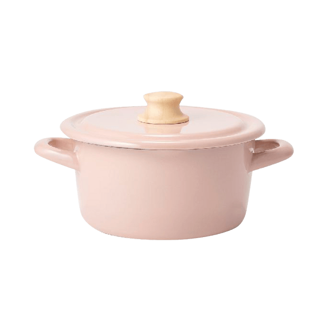 14cm Cute Pink Square Dutch Oven Enameled Cast Iron Pot With Lid