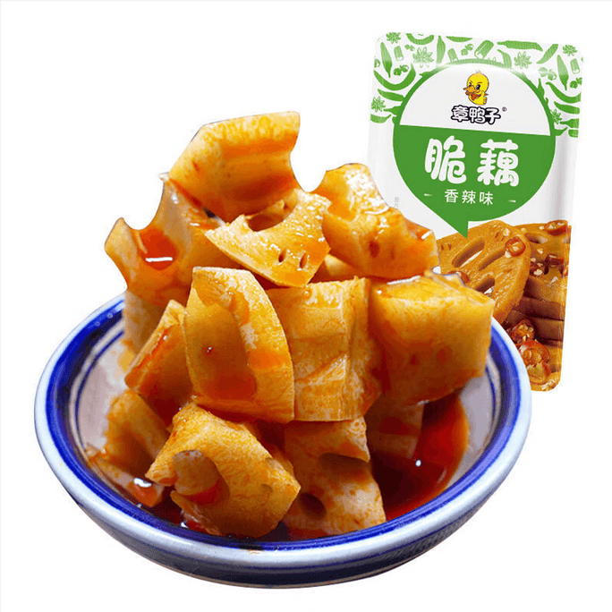 【중국 직송】 장야쯔 매콤 바삭한 연근 채식 조림 스낵 연근 슬라이스 및 큐브 조림 스낵 400g