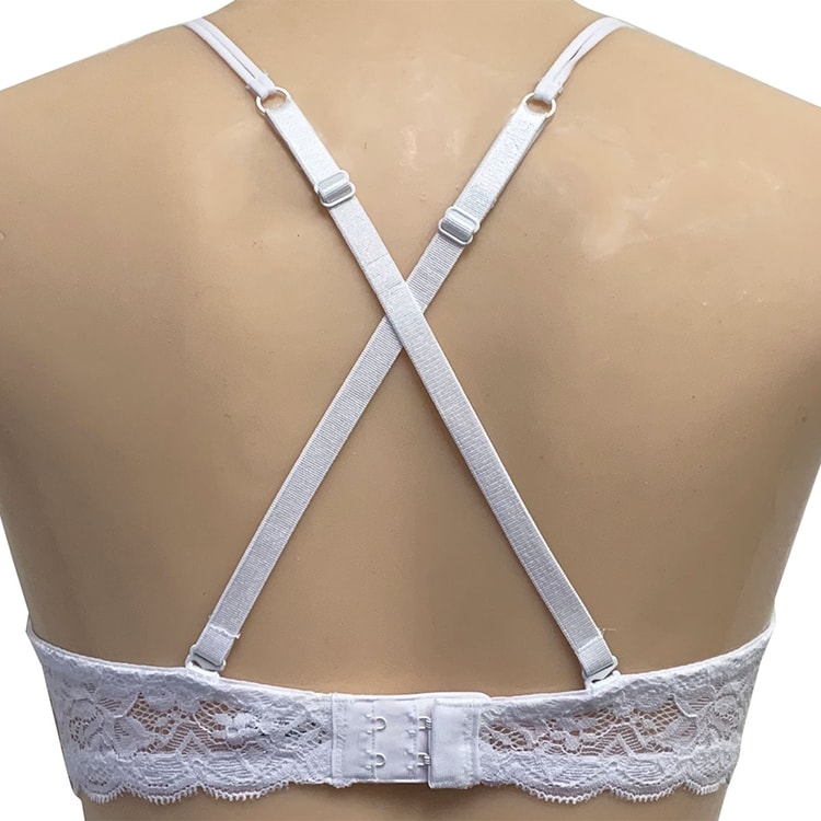 ¾ Criss Cross Push-Up Bra White B32 - Yami.com