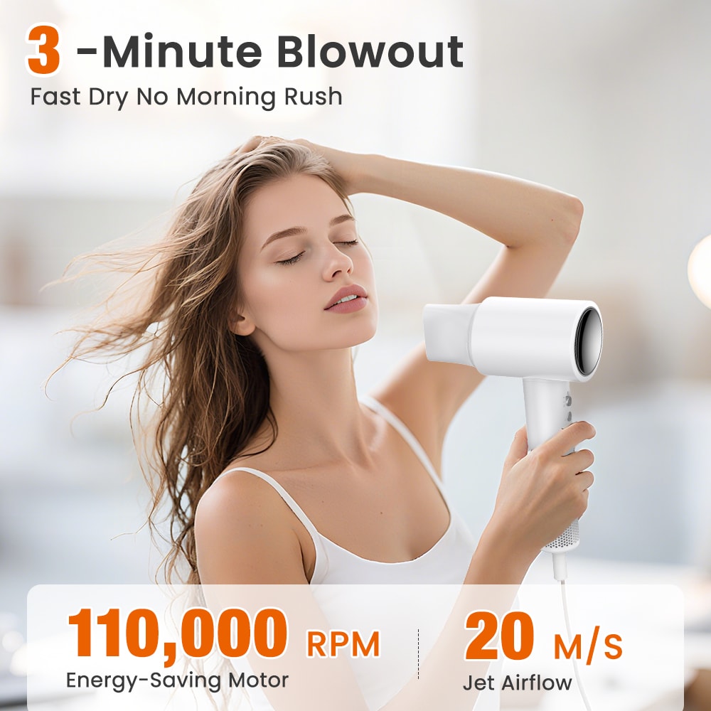 MAXGROOM [米国在庫] デュアルノズル付き高速ヘアドライヤー、マイナス