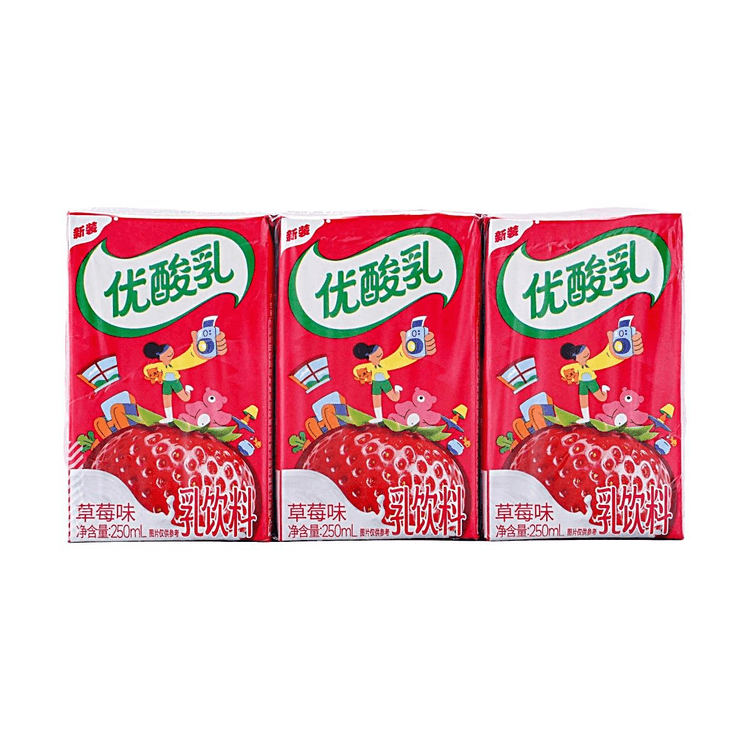 Yili Group Youngfun Dairy Drink, Strawberry Flavor, 8.75 fl oz*6Pc