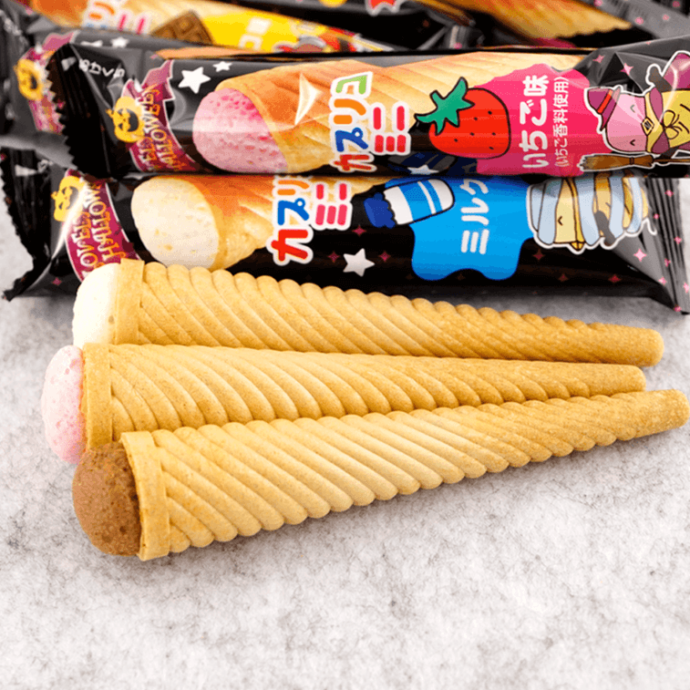 カプリコ ミニ大袋ウエハースコーン チョコレート＆ミルク＆ストロベリー味 82.5g 5